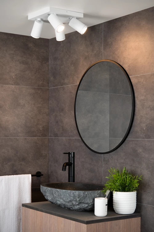 Lucide TAYLOR - Spot plafond Salle de bains - LED Dim to warm - GU10 - 4x5W 2200K/3000K - IP44 - Blanc - ambiance 1